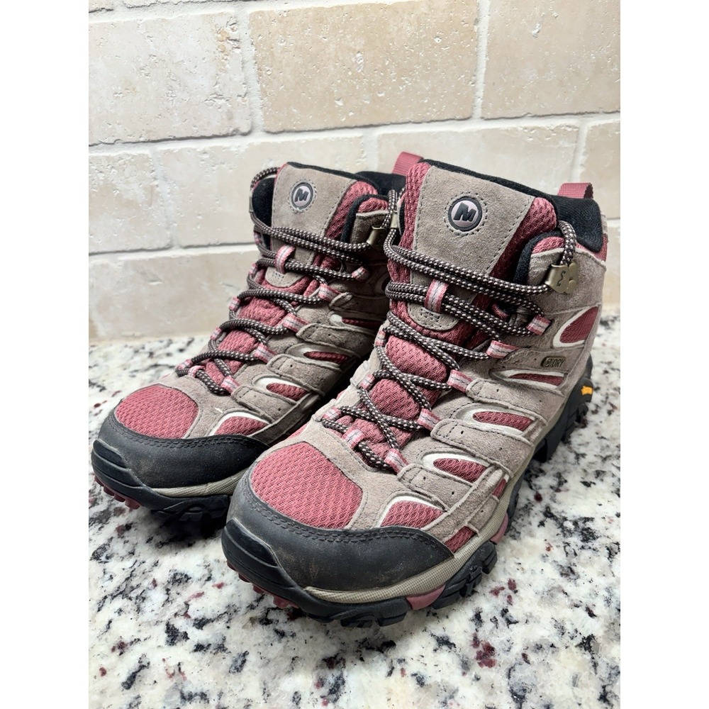 Merrill Moab 2 Mid Waterproof Women's Hiking Boots Boulder Blush Vibram Size 8